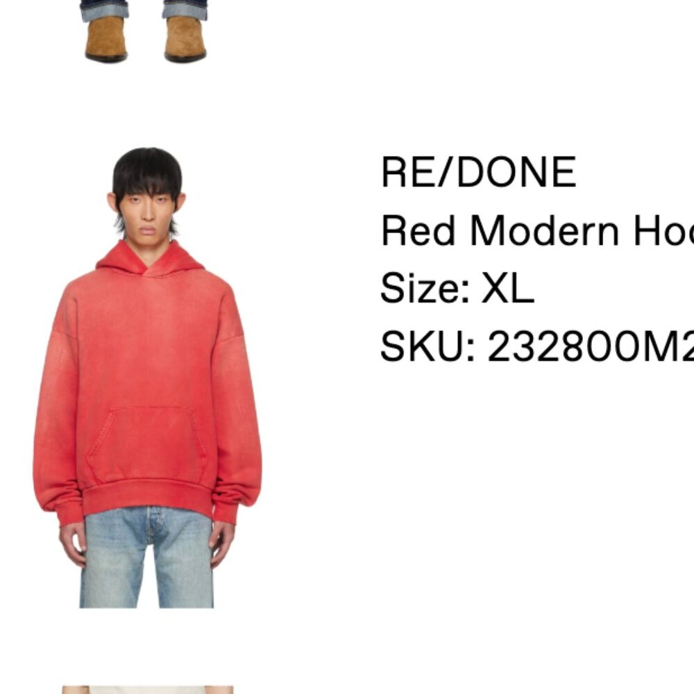 RE/DONE Mens Washed Red hoodie XL - Picture 6 of 7